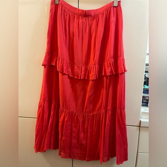 & Other Stories Los Angeles Atelier Women's Red A-Line Midi Skirt Lined Size 12 - Picture 3 of 11